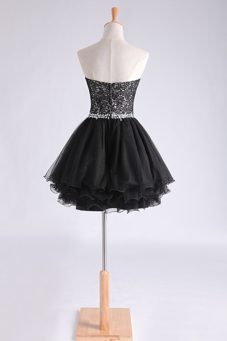 2022 Sweetheart A Line Short/Mini Homecoming Dress With Applique Beaded