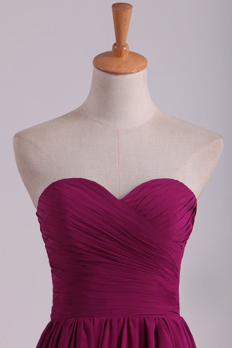 2022 Bridesmaid Dresses A Line Sweetheart Floor Length With Ruffles Chiffon