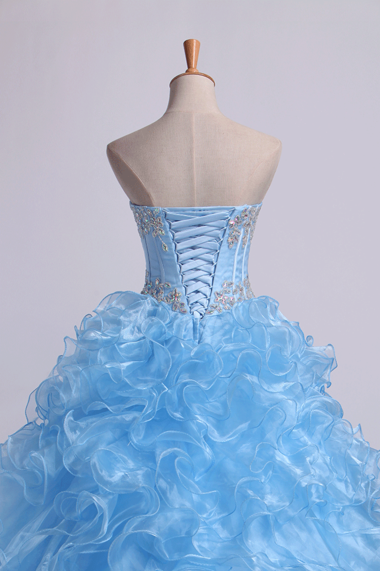 2022 Sweetheart Quinceanera Dresses Ball Gown Organza With Beading