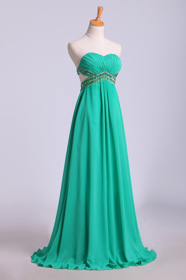2022 Open Back Prom Dress Sweetheart Ruffled Bodice With Beaded Straps Pick Up Chiffon Skirt