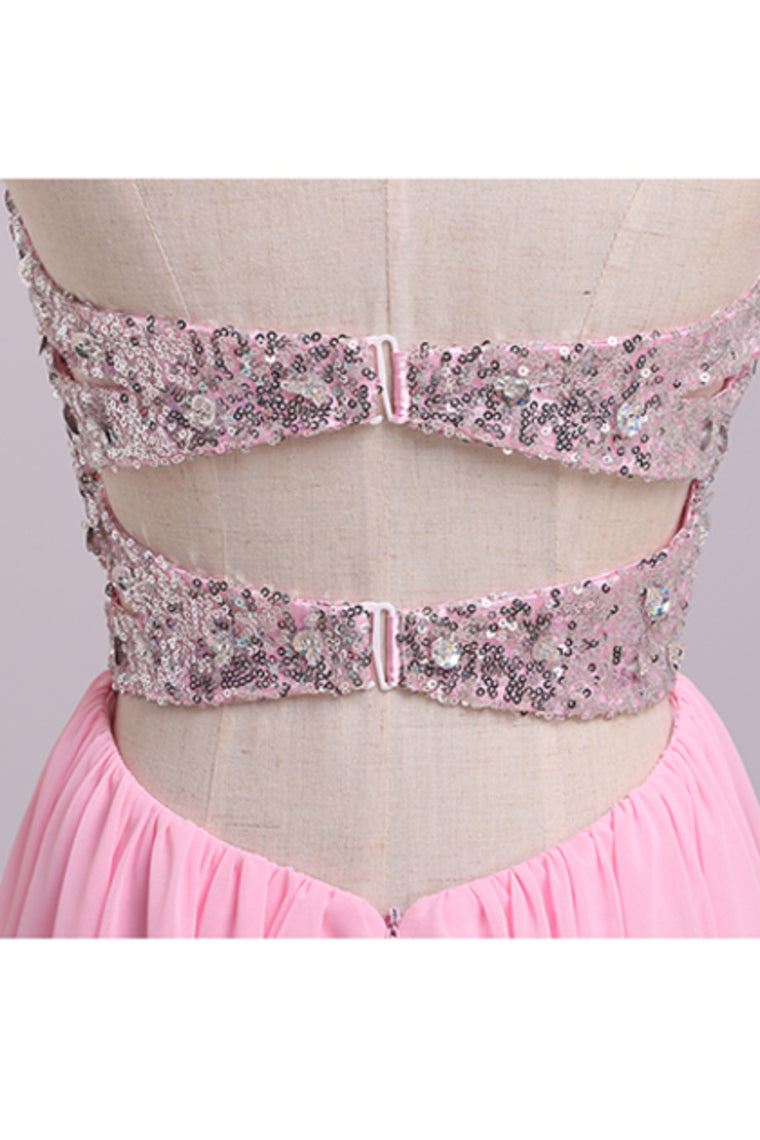 2022 Homecoming Dresses Empire Waist Sweetheart Short/Mini Chiffon With Sequins