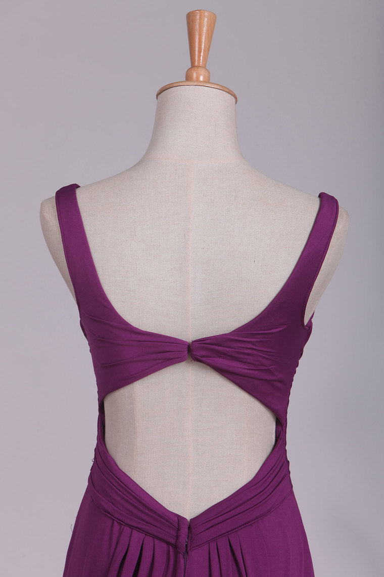 2022 Grape Prom Dresses Straps Open Back Spandex With Ruffles Sweep Train