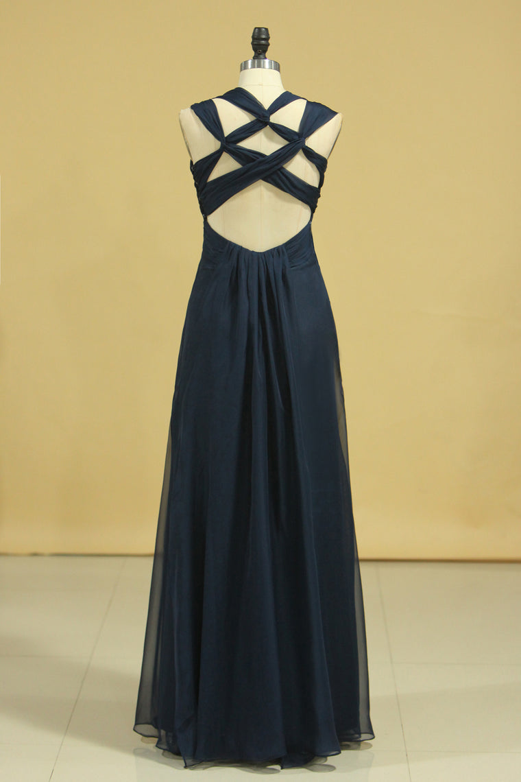 2022 Popular Prom Dresses A Line Floor Length Halter