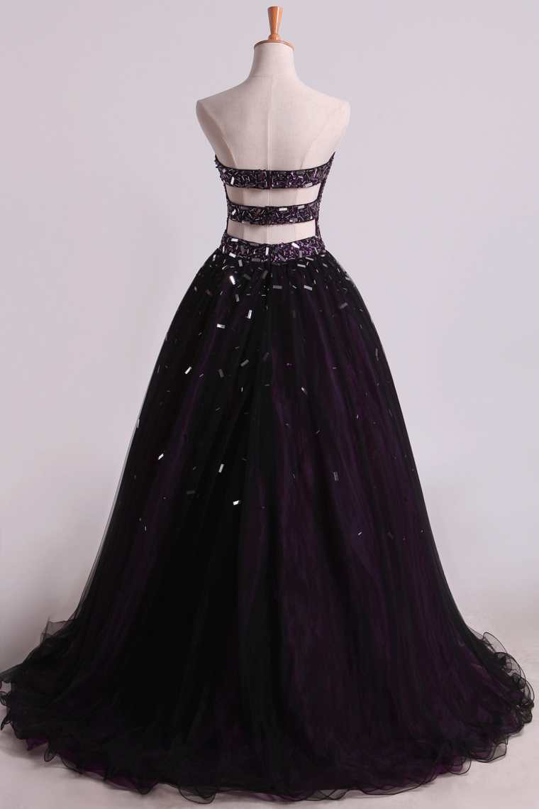 2022 Quinceanera Dresses Ball Gown Sweetheart Floor Length With Beading And Rhinestone