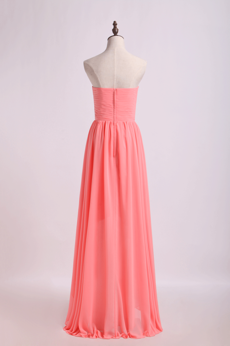 2022 Prom Dresses/High Low Skirt Sweetheart Fitted&Pleated Bodice Chiffon
