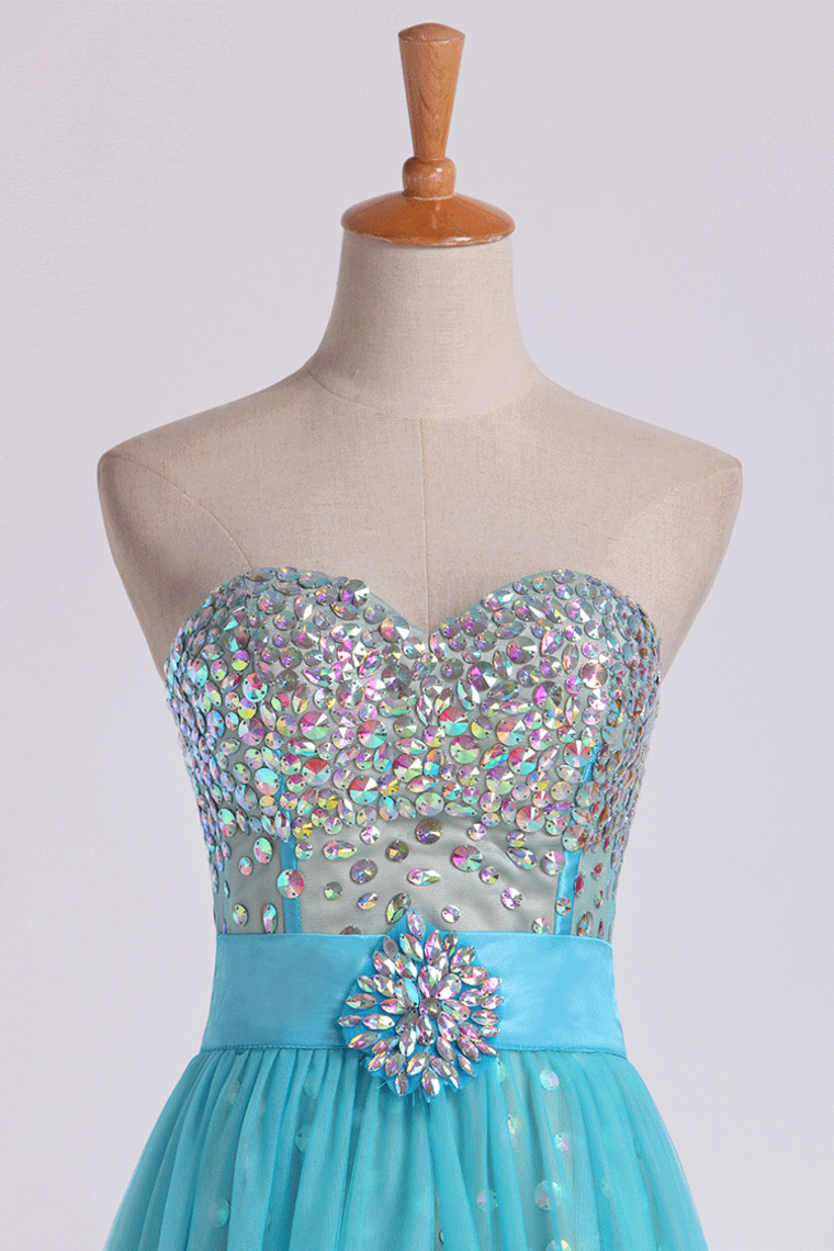 2022 Homecoming Dresses Sweetheart Column Short/Mini Beaded Bodice With Detachable Tulle Skirt