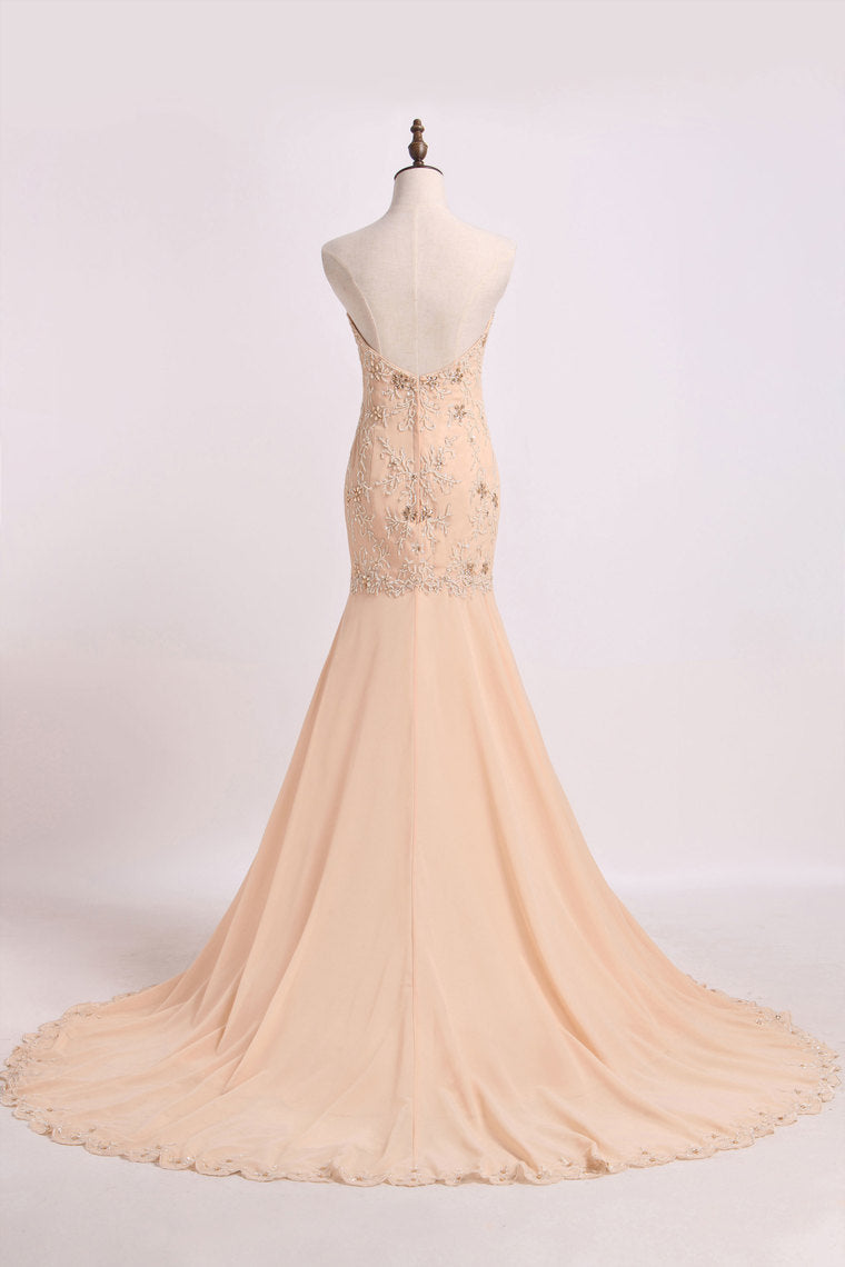 2022 Sweetheart Prom Dresses Mermaid/Trumpet With Beading