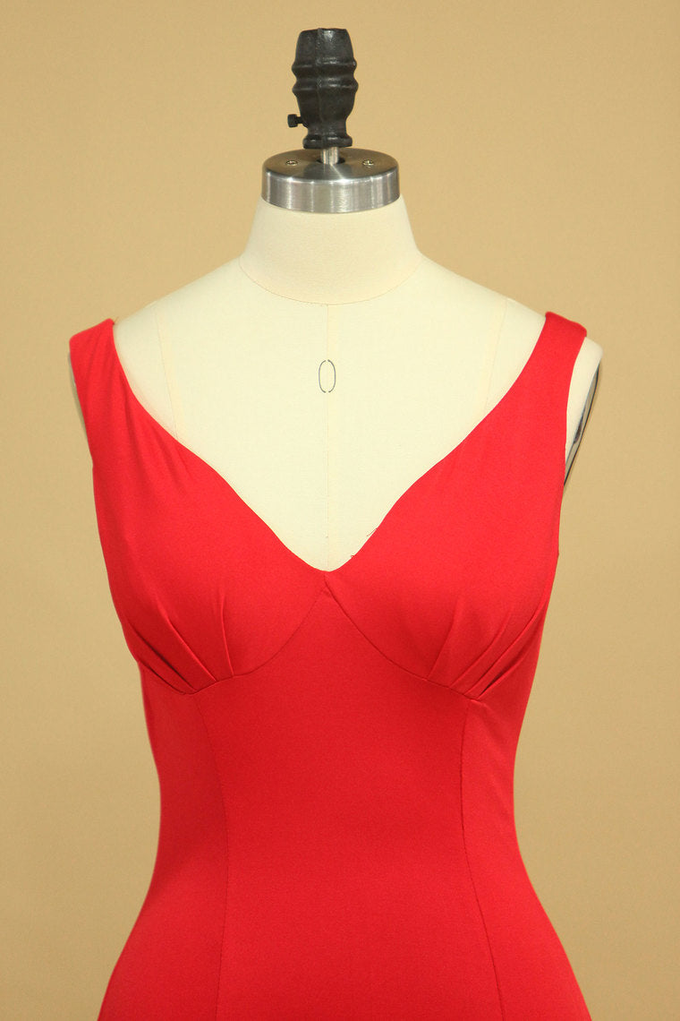 2022 Mermaid Off The Shoulder Red Spandex Evening Dresses
