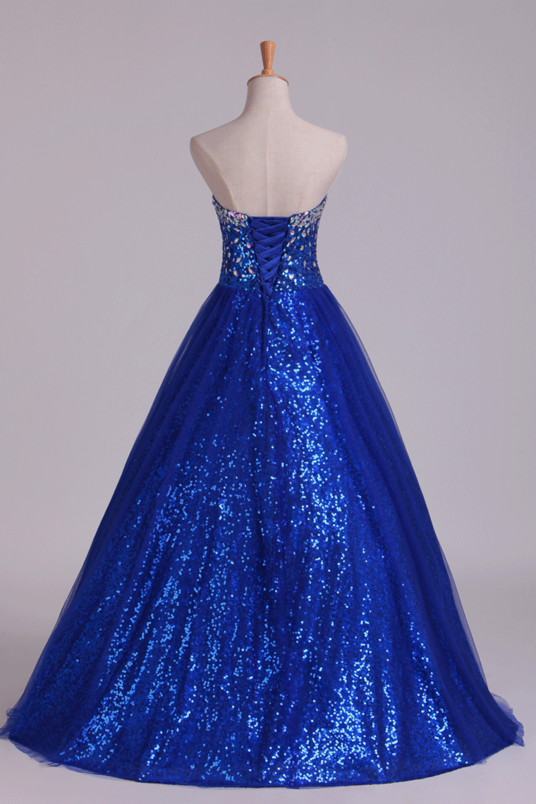 2022 New Arrival Prom Gown Embellished With Beads&Sequince Tulle Sweetheart Floor Length