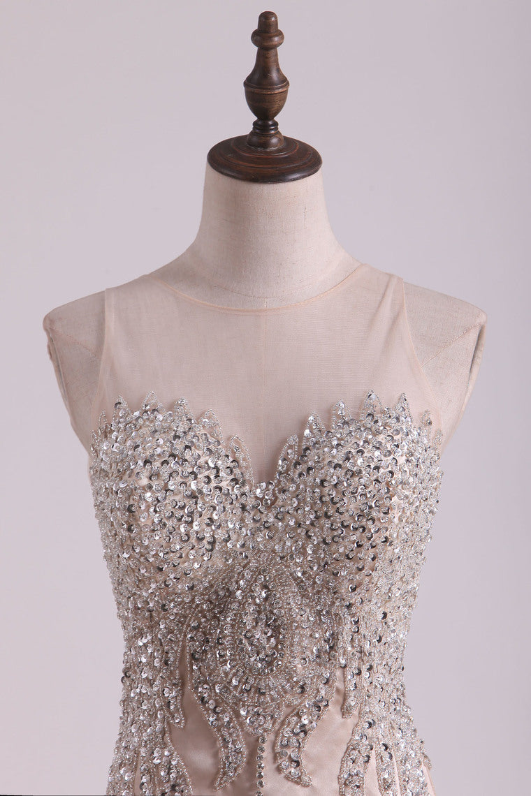 2022 New Arrival Mermaid Beaded Bodice Prom Dresses Floor Length Satin