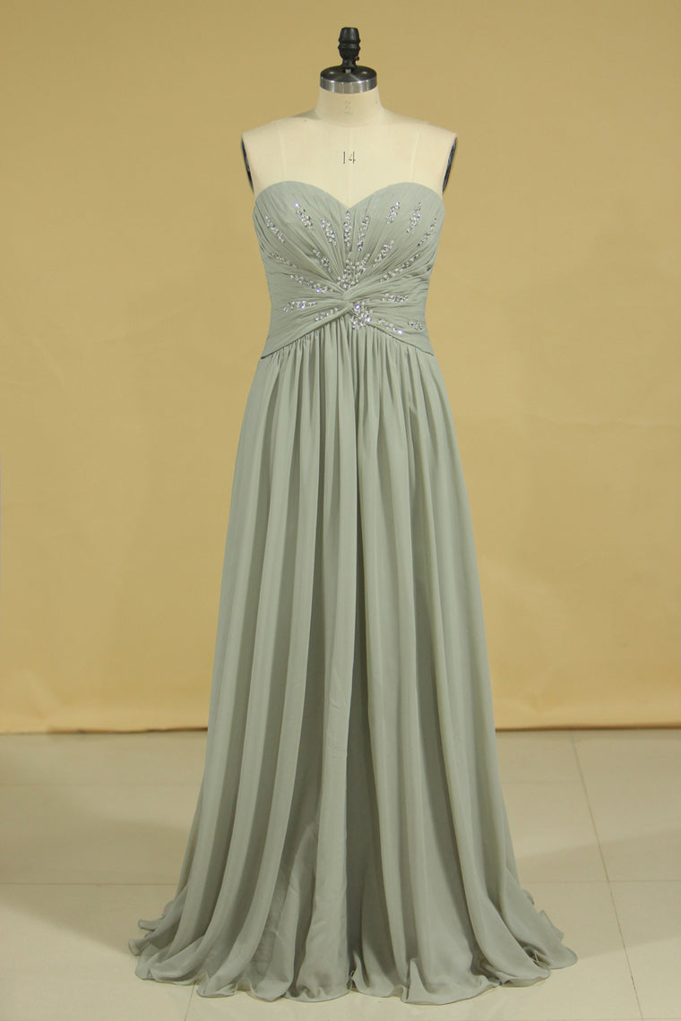 2022 Plus Size Sweetheart A Line Mother Of The Bride Dresses With Ruffles Chiffon Floor Length