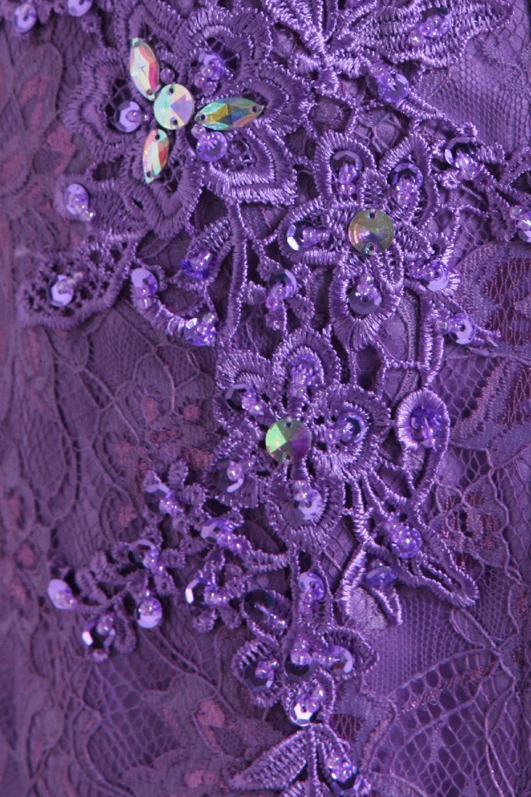 2022 Popular Mermaid High Neck Prom Dresses Lace With Beads Sweep Train Purple