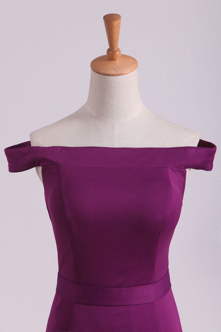 2022 Grape Mermaid Boat Neck Spandex Floor Length Zipper Up Evening Dresses