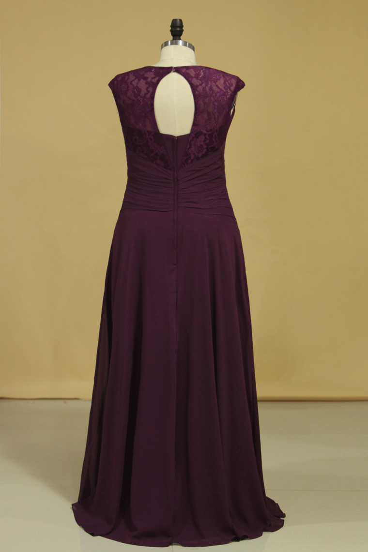 2022 Plus Size A Line Mother Of The Bride Dresses Open Back Chiffon With Beads And Ruffles Grape