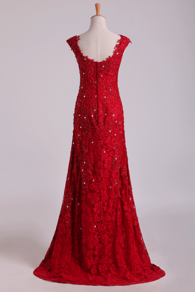 2022 Popular Off The Shoulder Evening Dresses Lace With Applique And Beads