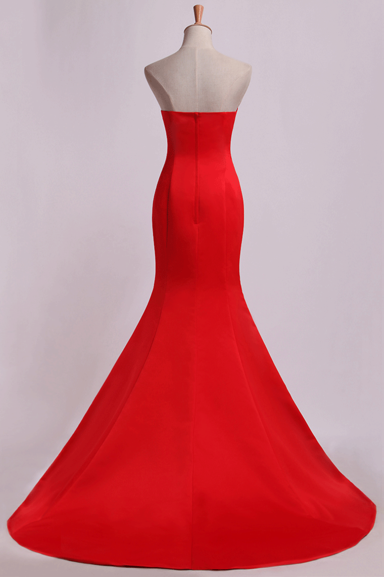 2022 Evening Dresses Sweetheart Mermaid/Trumpet Satin Court Train
