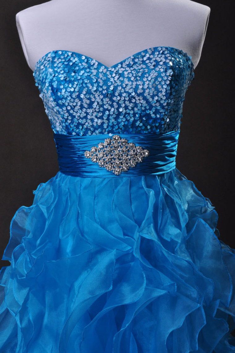 2022 Collection Blue  A Line Sweetheart  Short/Mini Organza Cz