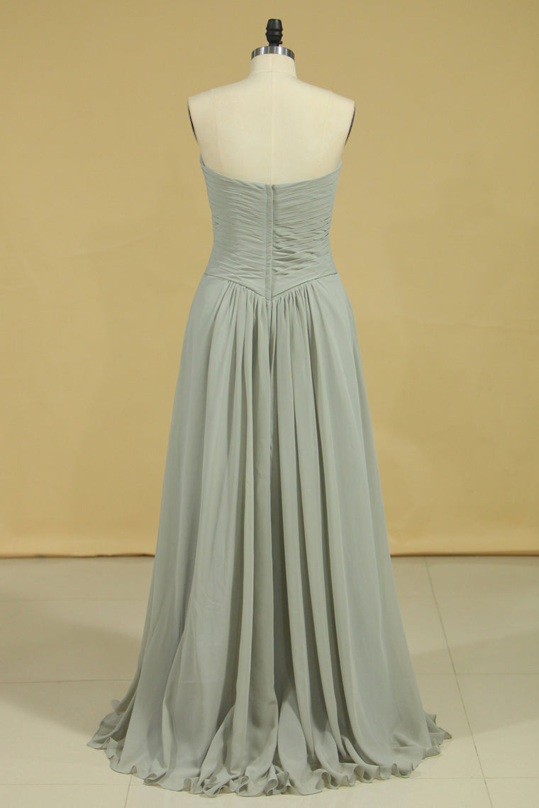 2022 Plus Size Sweetheart A Line Mother Of The Bride Dresses With Ruffles Chiffon Floor Length