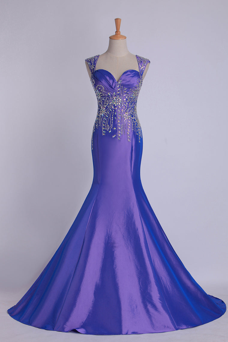 2022 Off The Shoulder Court Train Mermaid Fancy Prom Dress