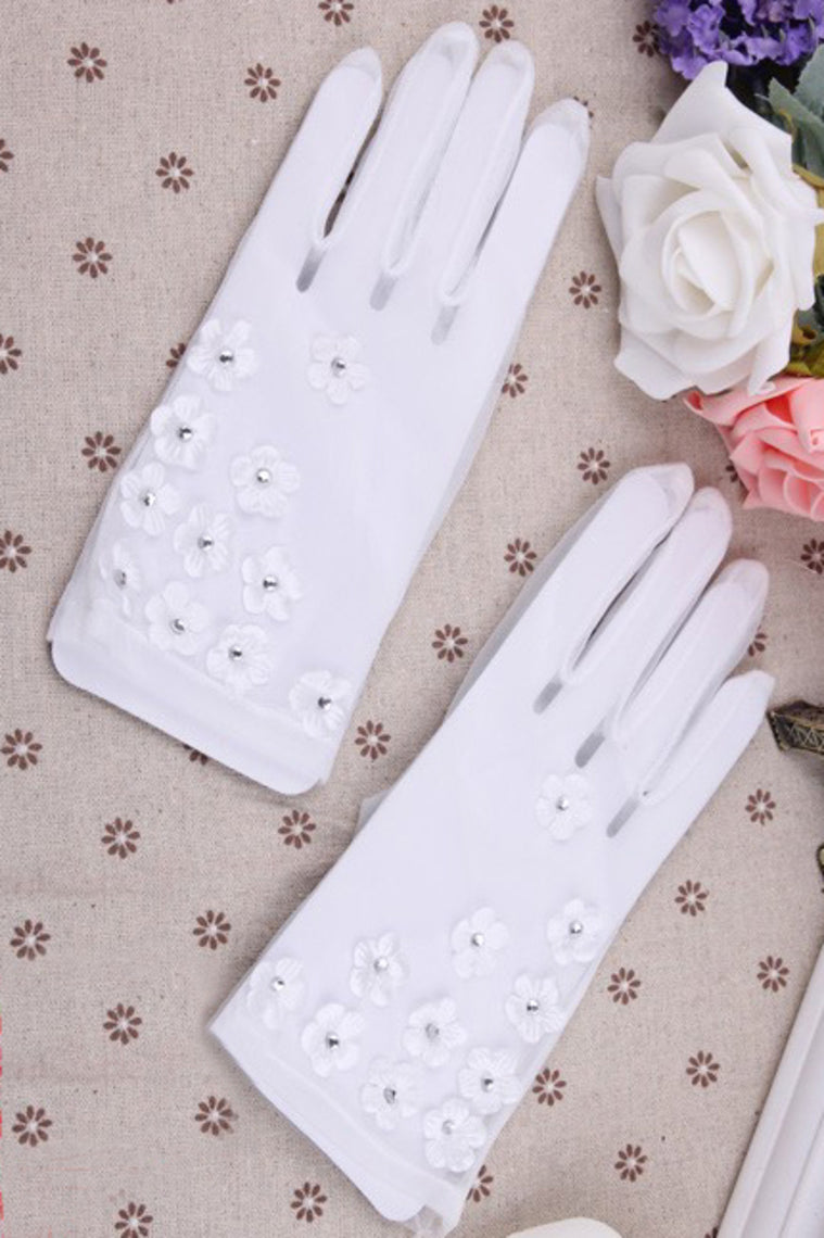 2022 Tulle Wrist Length Bridal Gloves #ST1006