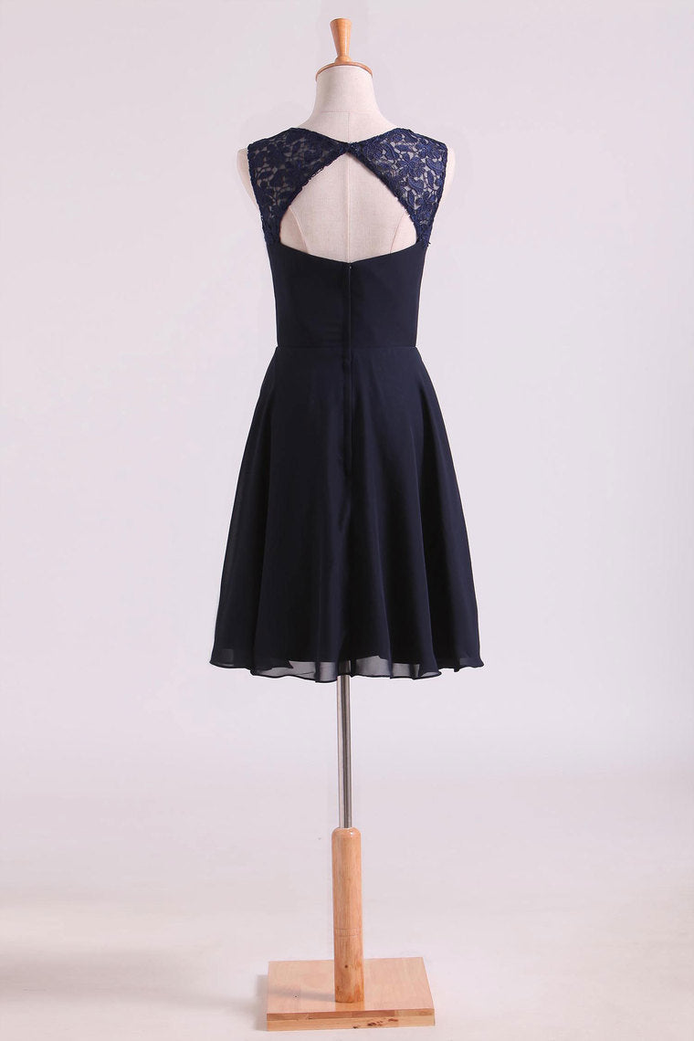 2022 Scoop Open Back Above Knee Length Pick Up Flowing Chiffon Skirt