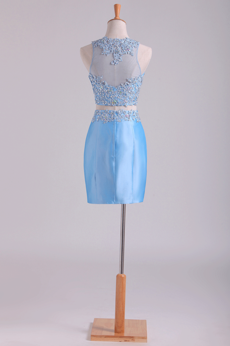 2022 Homecoming Dresses Two Pieces Scoop Sheath With Beads Short/Mini