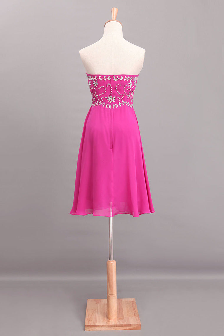 2022 Splendid A Line Short/Mini Homecoming Dresses Beaded Bodice With Layered Chiffon Skirt
