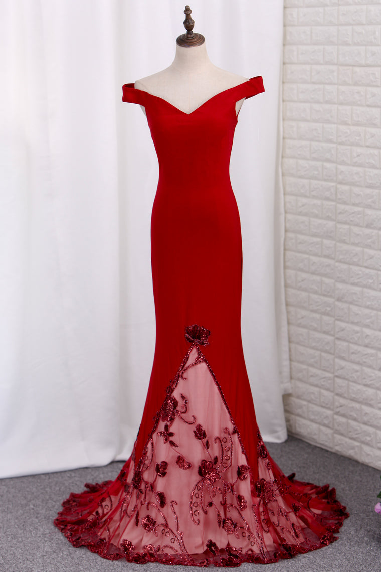 2022 Hot Black Prom Dresses Mermaid With Embroidery And Beads Sweep Train