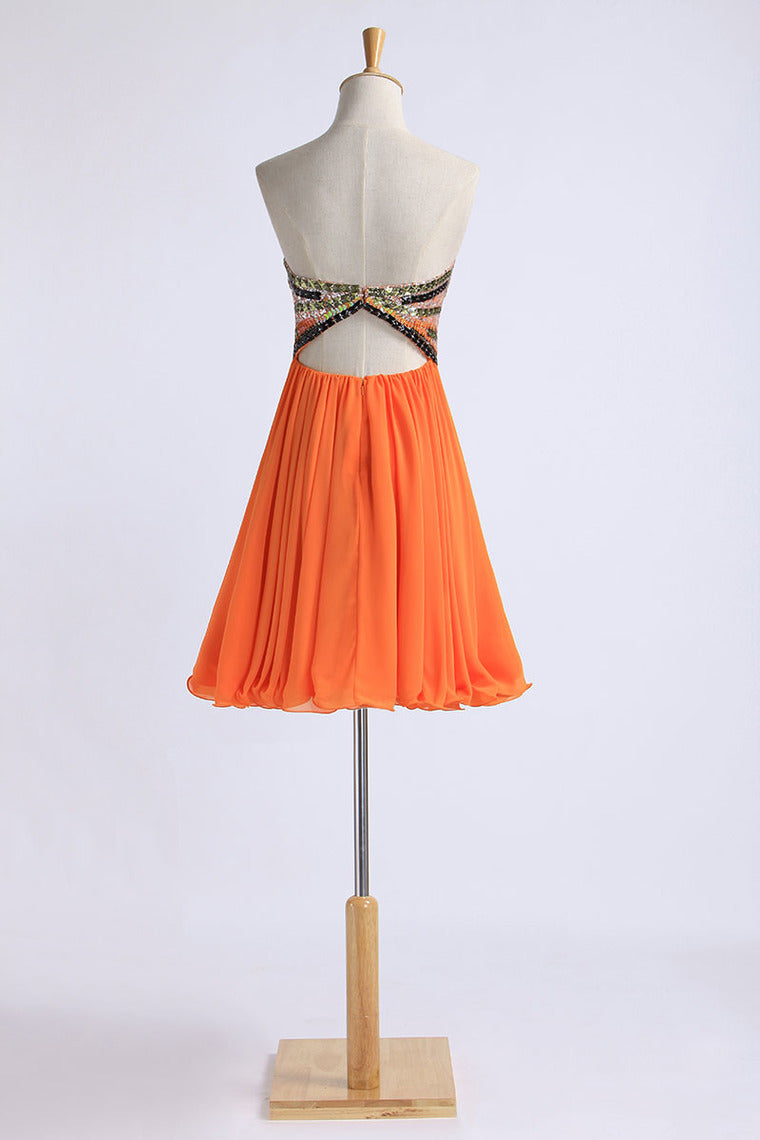 2022 Homecoming Dresses A Line Short/Mini Sweetheart With Beads