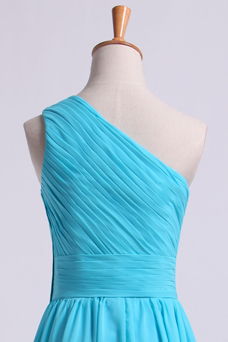 2013 One Shoulder Bridesmaid Dresses A Line Knee Length Chiffon With Ruffle