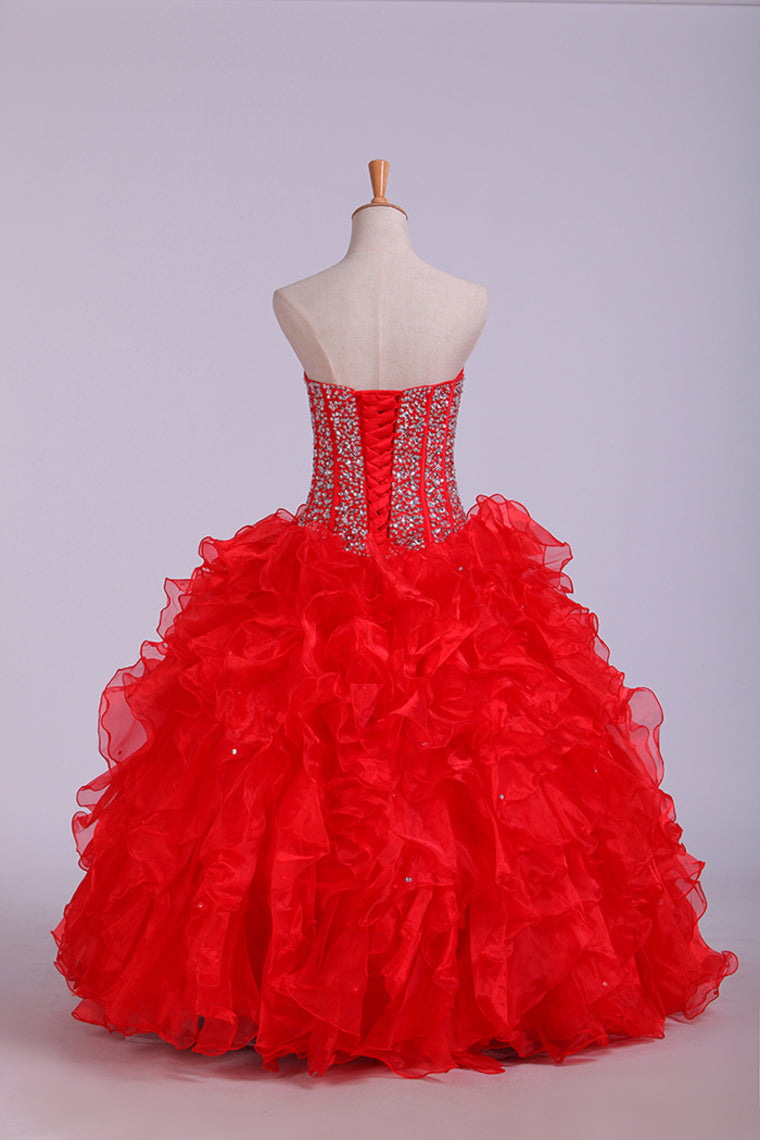2022 Ball Gown Sweetheart Organza Floor Length Quinceanera Dresses