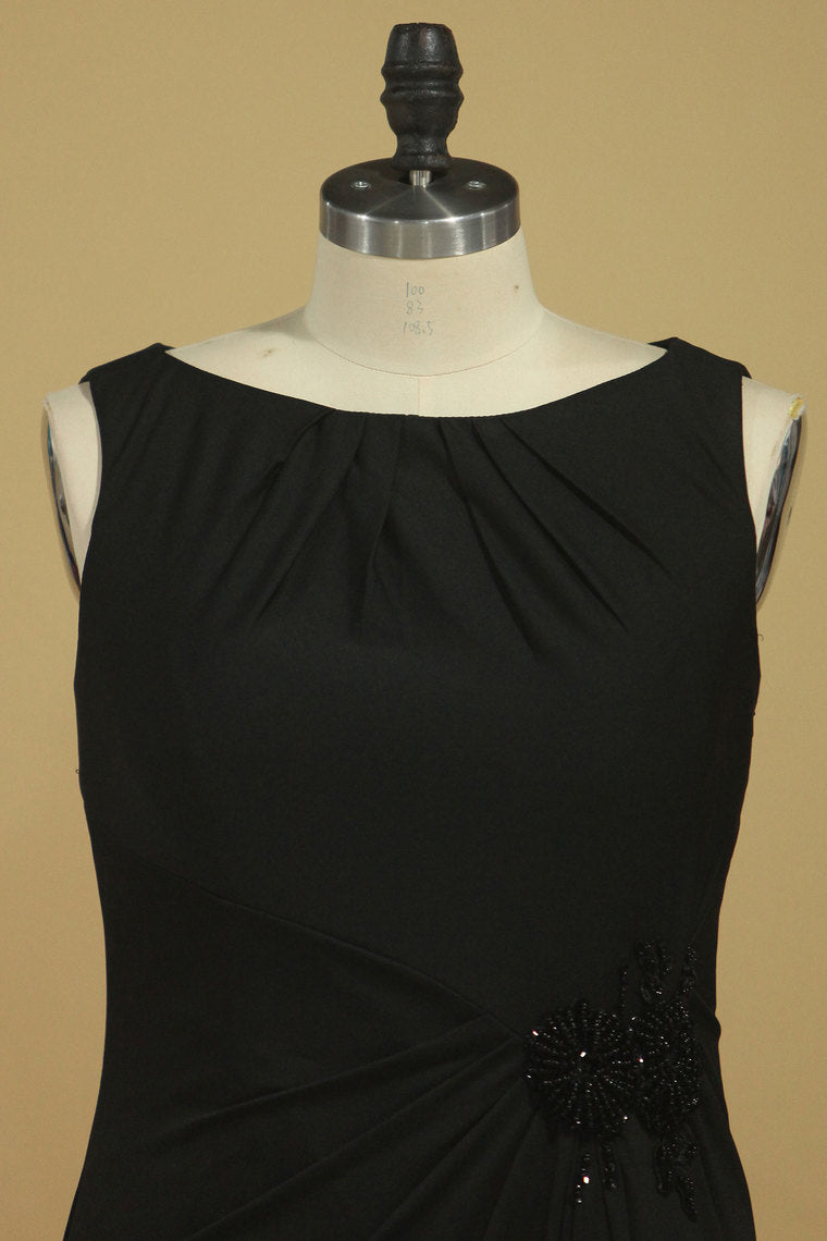 2022 Sexy Open Back Scoop  Evening Dresses Sheath With Beads And Slit Spandex