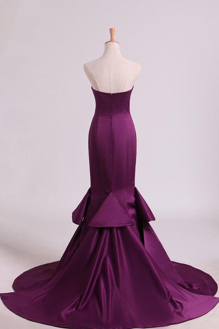 2022 Notched Neckline Prom Dresses Satin Mermaid/Trumpet