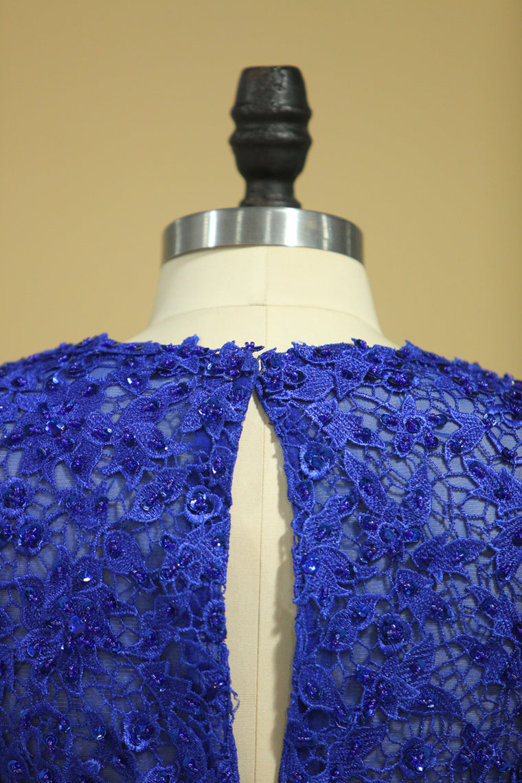 2022 Hot V Neck Mother Of The Bride Dresses Dark Royal Blue Sweep Train With Ruffle Cap Sleeves