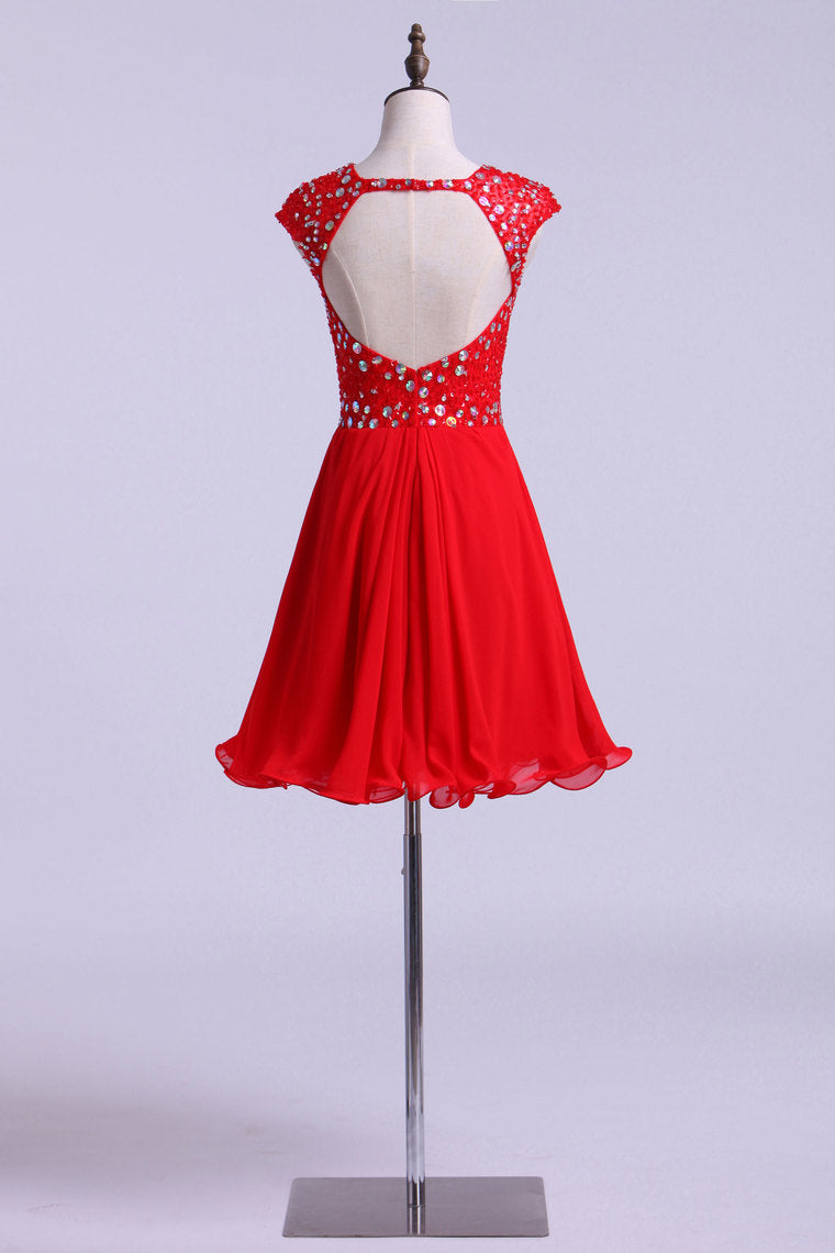 2022 Off The Shoulder Beaded Bodice Homecoming Dress Short/Mini Chiffon