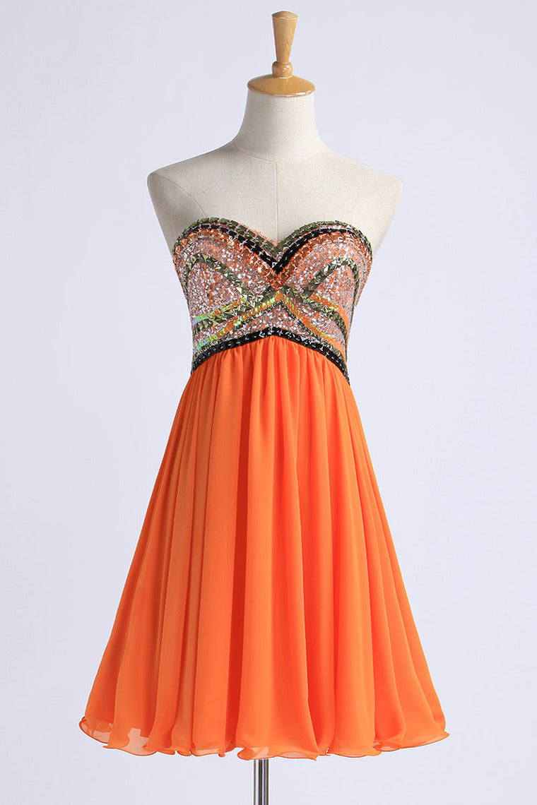 2022 Homecoming Dresses A Line Short/Mini Sweetheart With Beads