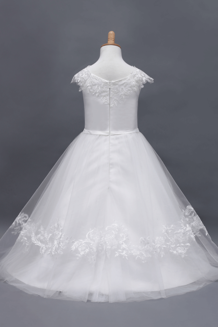 2022 Scoop Flower Girl Dresses A Line Tea Length Tulle