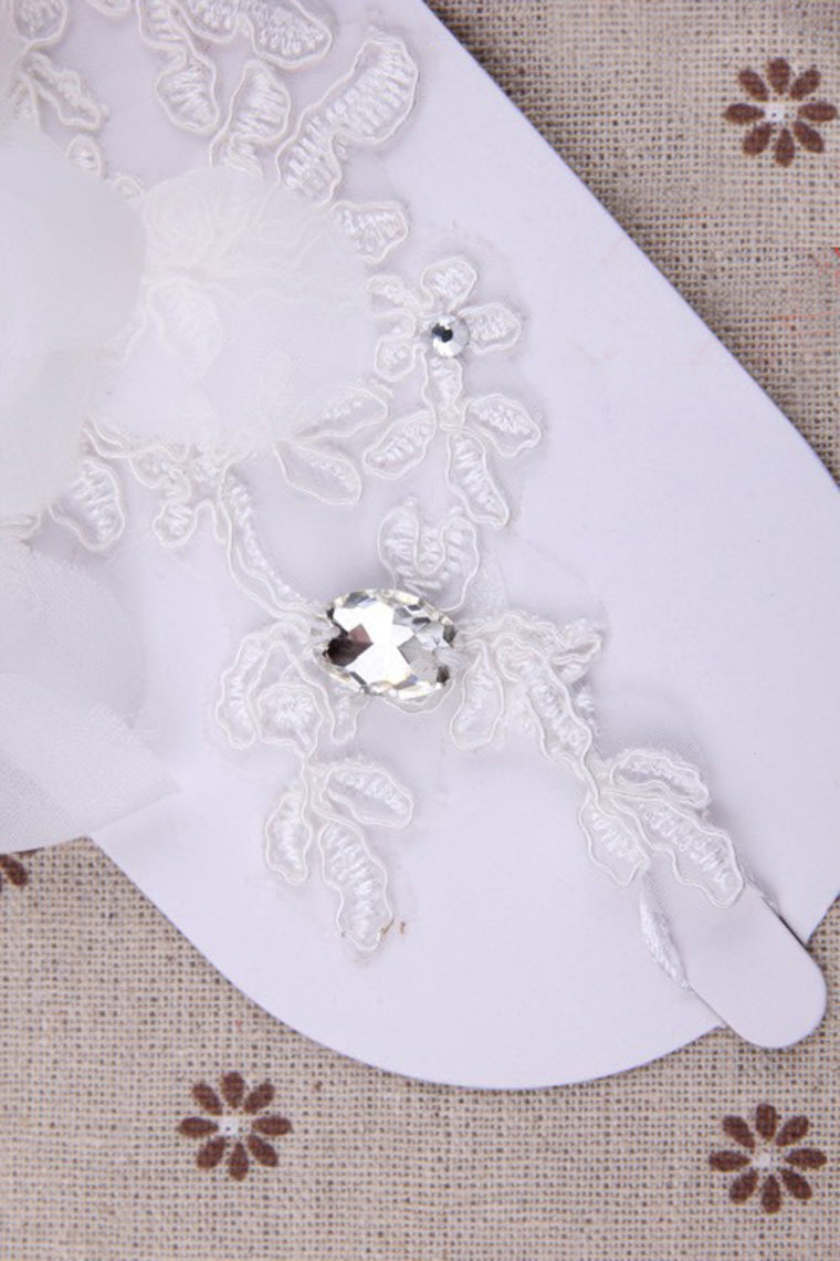 2022 Tulle Wrist Length Bridal Gloves #ST1018
