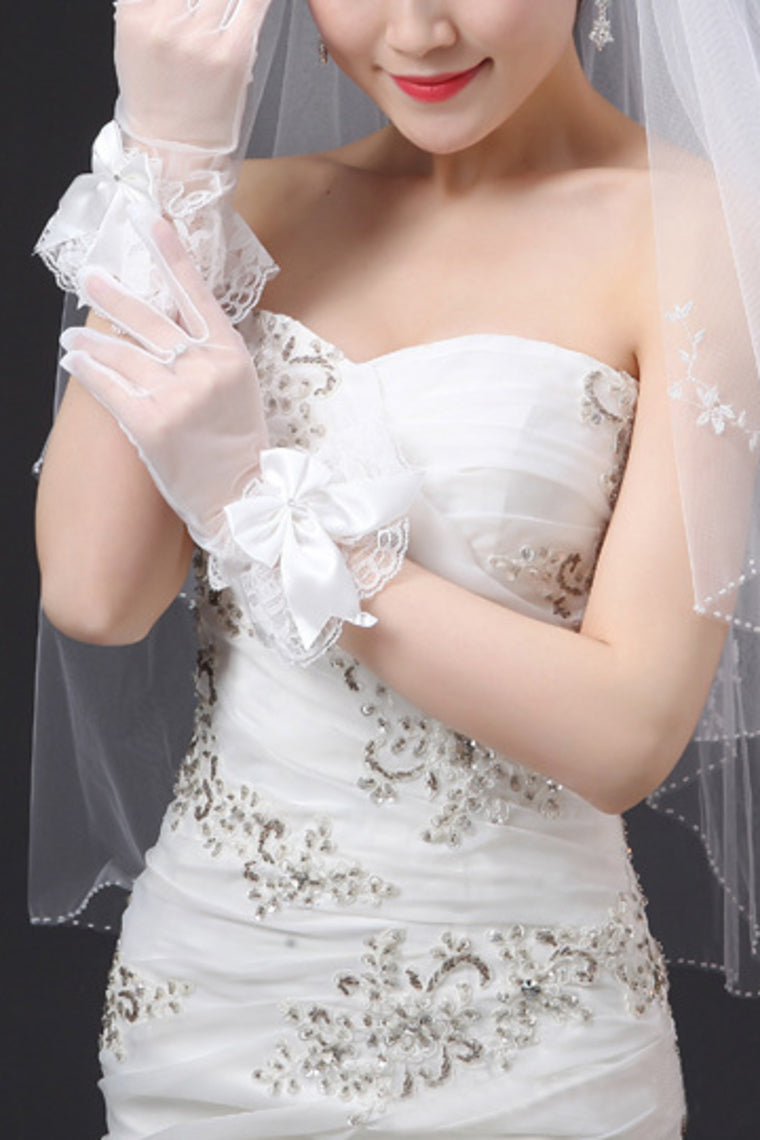 2022 Tulle Wrist Length Bridal Gloves