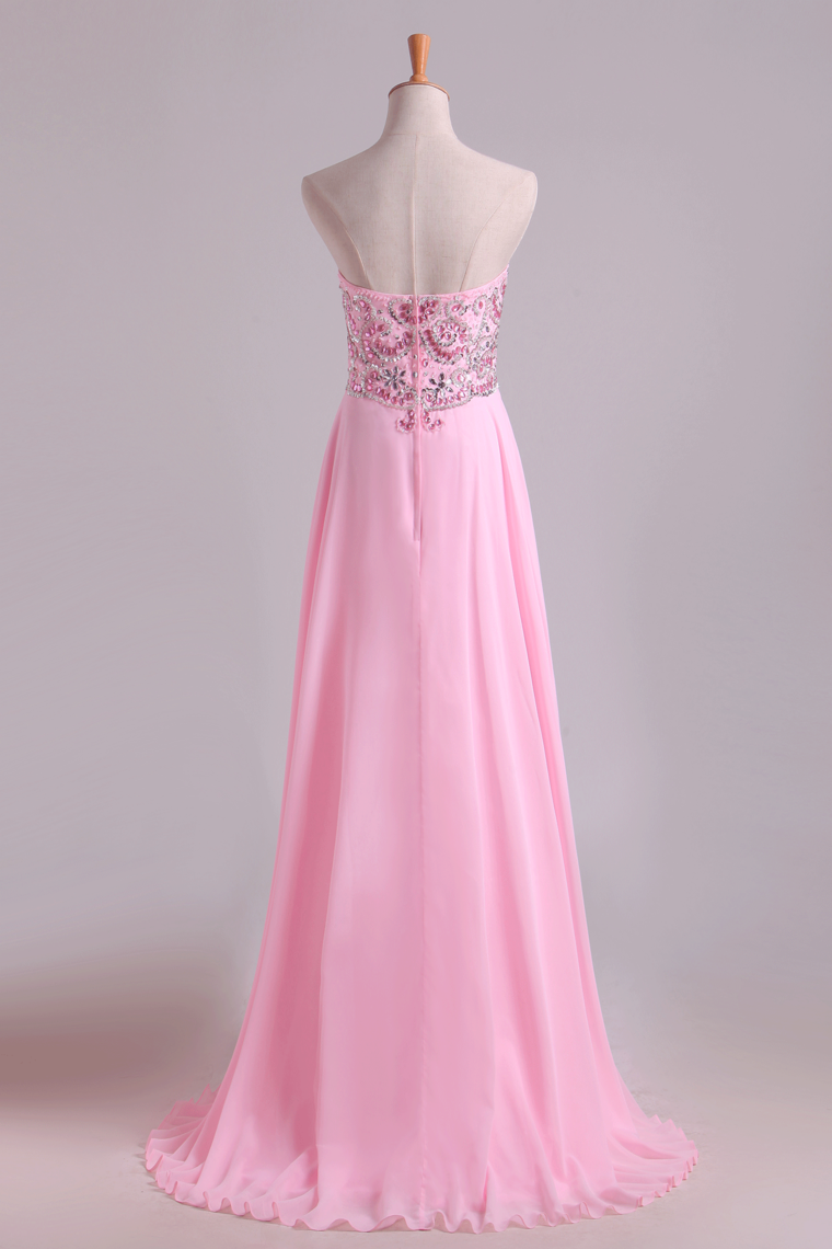 2022 New Prom Dresses Sweetheart Chiffon With Beading Floor Length