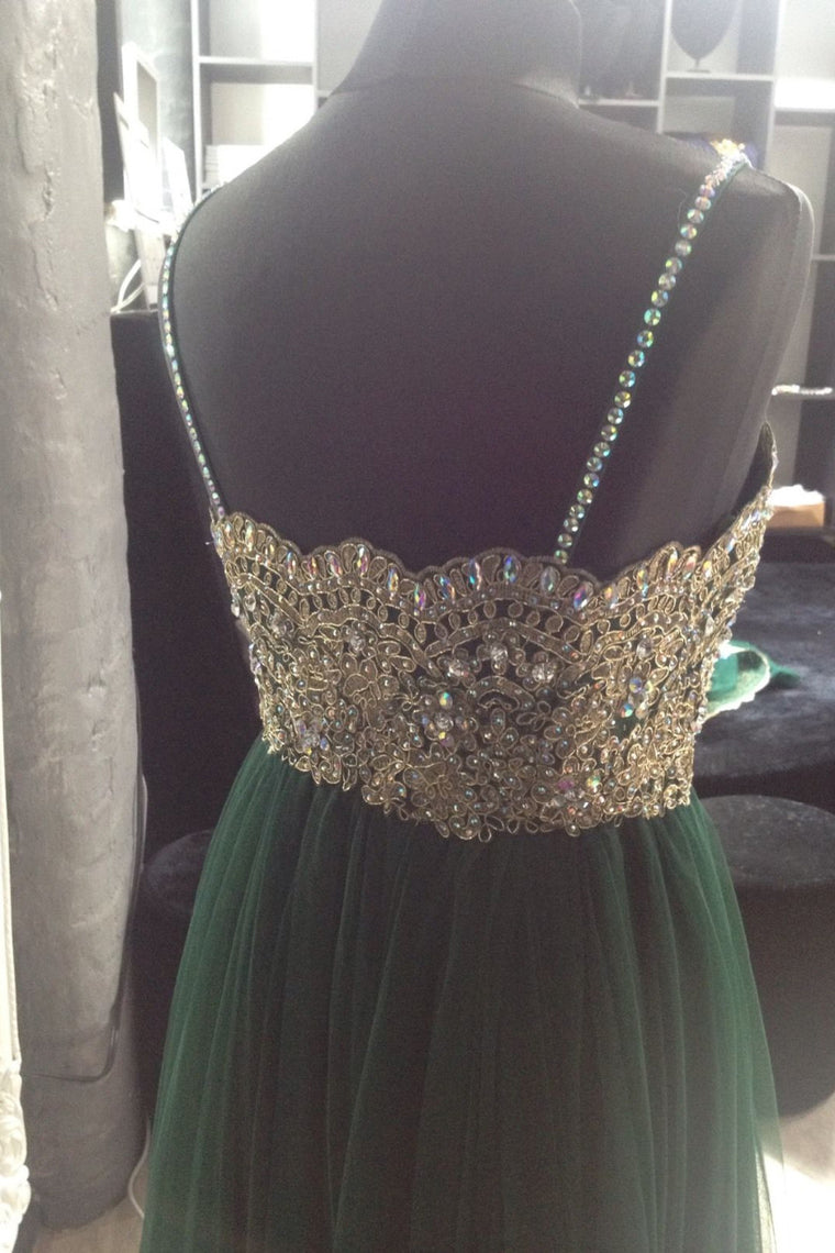 2022 Prom Dresses Spaghetti Straps Floor-Length Tulle With Applique