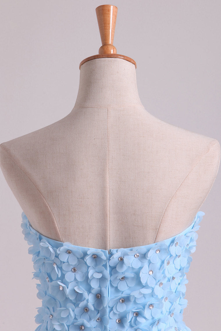 2022 Short/Mini Dresses Empire Waist A Line With Beads&Handmade Flowers