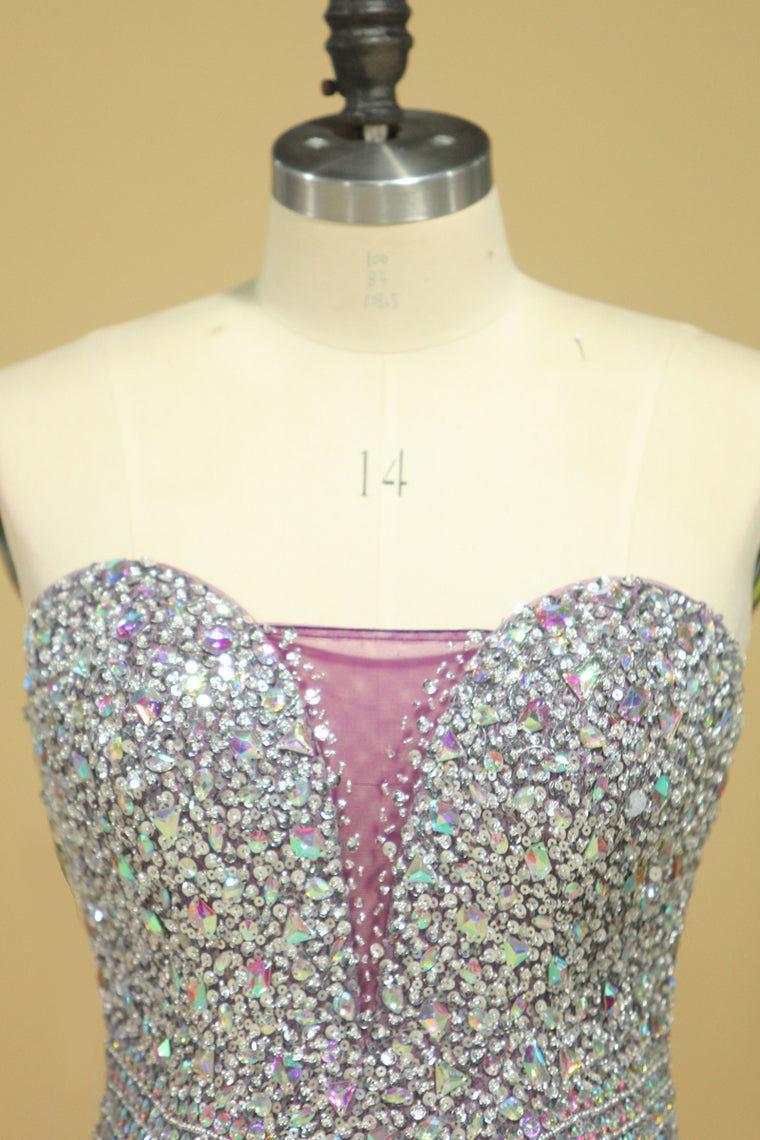 2022 Plus Size Sweetheart Beaded Bodice Mermaid Taffeta Prom Dresses Floor Length Grape
