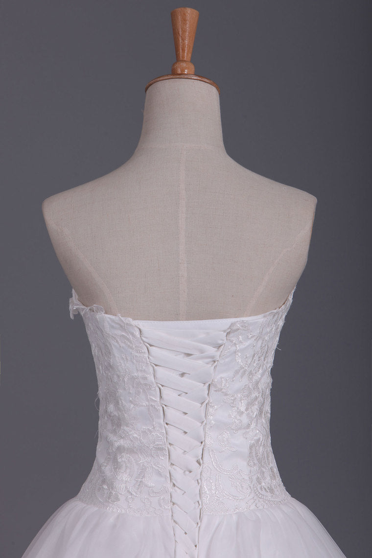 2022 Vintage Wedding Dresses Sweetheart A Line Tulle With Applique And Sash