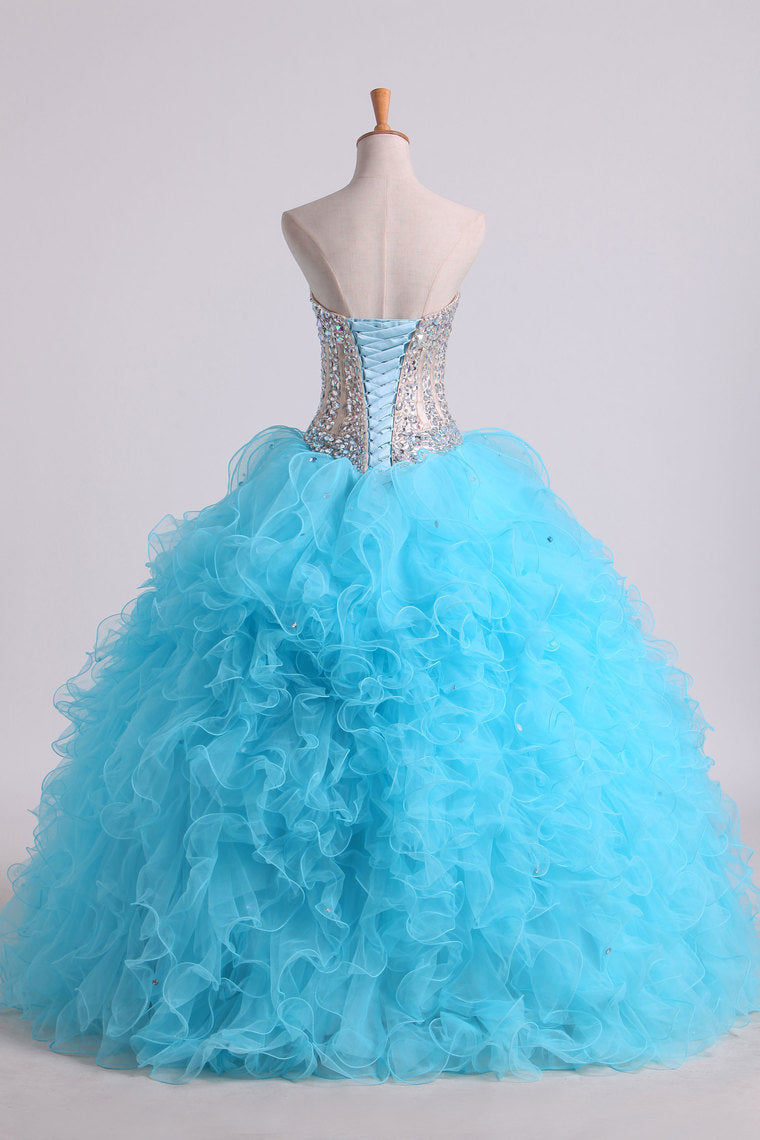 2022 Beaded Bodice Sweetheart Balll Gown Quinceanera Dresses Floor Length