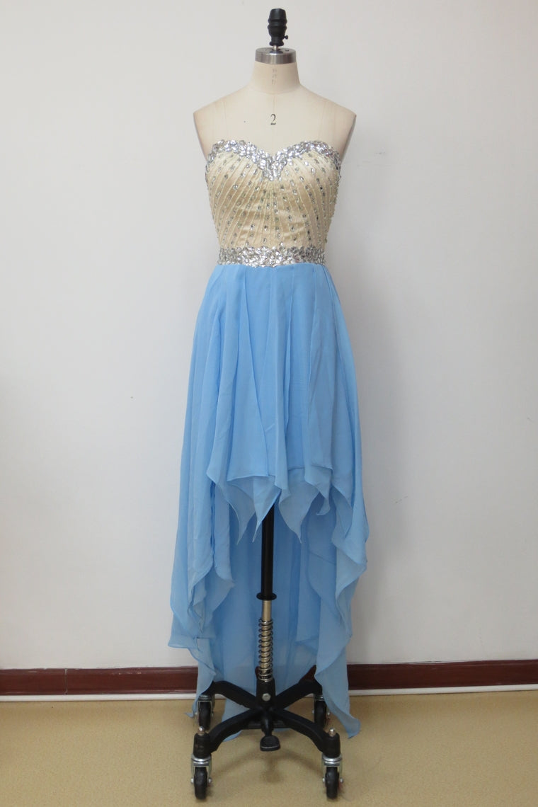 High Low Skirt  A Line Sweetheart Beaded Bodice Prom Dresees New Here