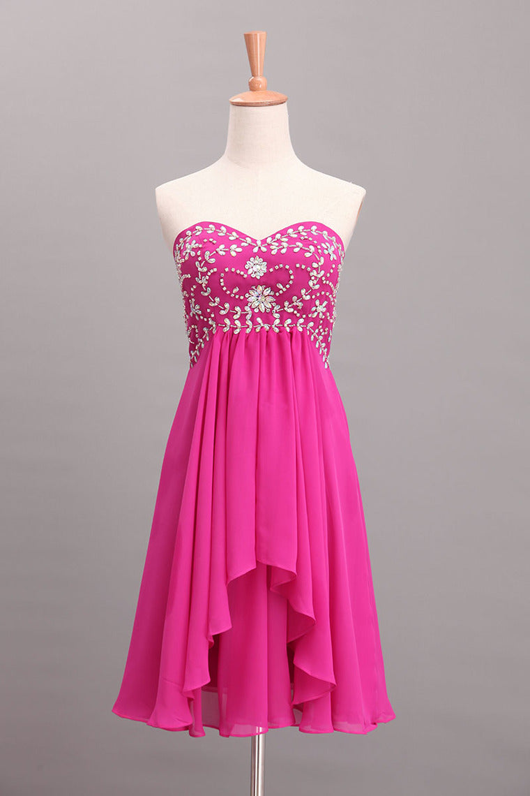 2022 Splendid A Line Short/Mini Homecoming Dresses Beaded Bodice With Layered Chiffon Skirt