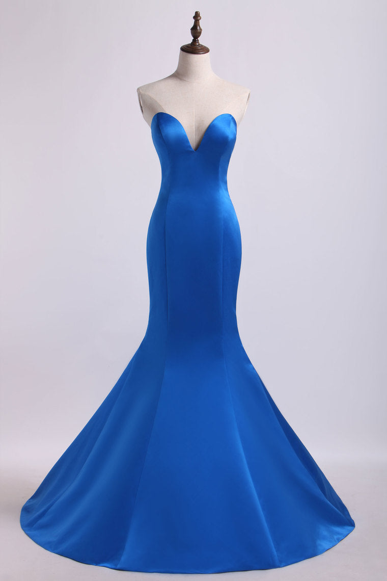 2022 Evening Dresses Sweetheart Mermaid/Trumpet Satin Court Train