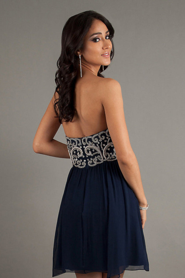 2022 Homecoming Dresses A Line Short/Mini Sweetheart Chiffon With Beads&Sequins