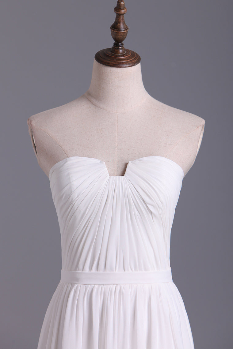 2022 Chic Prom Dresses Long A Line Strapless Chiffon Ivory Color Petite Size Under 200